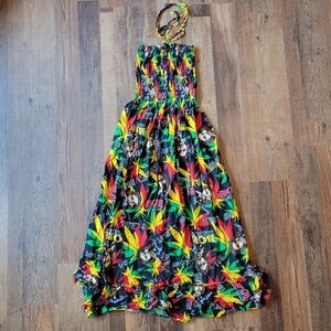 Vintage Karan Black Red Yellow Green Bob Marley Strapless Dress Or Skirt